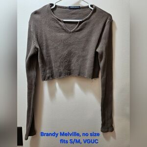 Brandy Melville Taupe Ribbed Crop Top